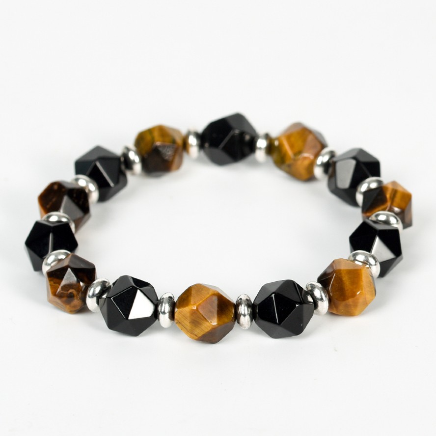 Faceted Bead Crystal Natural Stone Bracelet